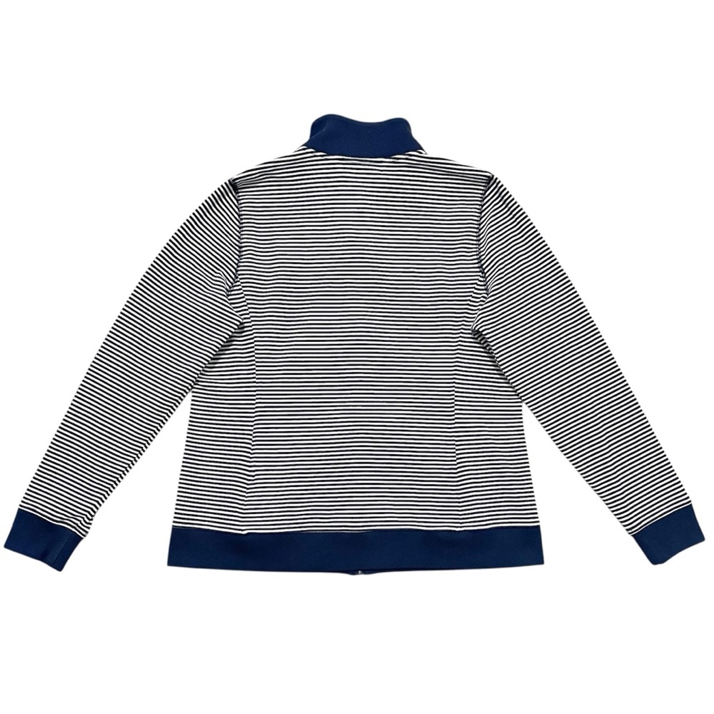 Lauren Active by Ralph Lauren L-RL Navy Blue & White Striped Zip-Up Track Jacket - Picture 5 of 16